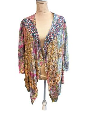 Young Threads Women’s Patchwork Cardigan with Pockets XL